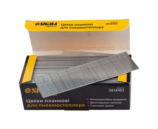 Цвяхи Sigma планкові 40x1.25x1мм для пневмостеплера 5000шт (2818401), зображення 2 Цвяхи Sigma планкові 40x1.25x1мм для пневмостеплера 5000шт (2818401), зображення 2