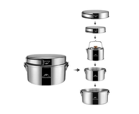 Набір туристичного посуду Naturehike NH22CJ005 4 предмета (6927595708859), зображення 2
