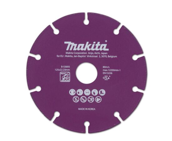 Круг відрізний Makita алмазний SPECIALIZED по металу сегментний 125х22,23x1,3 мм (B-53693)