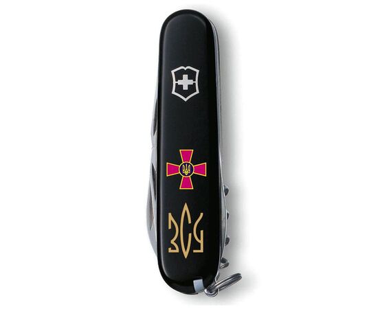 Нож Victorinox Climber Army Чорний Емблема ЗСУ + Тризуб ЗСУ (1.3703.3_W1015u), изображение 3 Нож Victorinox Climber Army Чорний Емблема ЗСУ + Тризуб ЗСУ (1.3703.3_W1015u), изображение 3