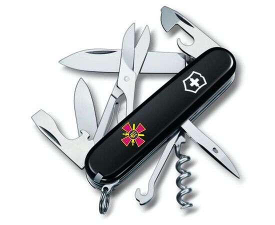 Нож Victorinox Climber Army Чорний Емблема СВ ЗСУ (1.3703.3_W0020u)