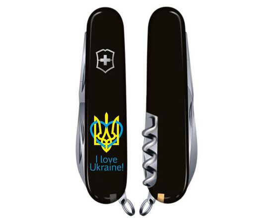 Нож Victorinox Spartan Ukraine 91 мм Чорний Тризуб із серцем + I love Ukraine (1.3603.3_T1310u), изображение 2