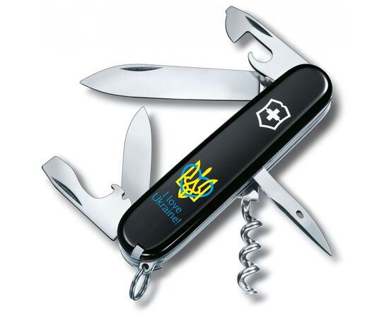 Нож Victorinox Spartan Ukraine 91 мм Чорний Тризуб із серцем + I love Ukraine (1.3603.3_T1310u)