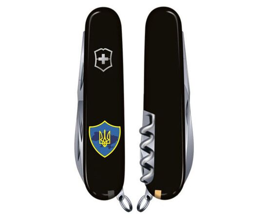 Нож Victorinox Spartan Ukraine 91 мм Чорний Тризуб на щиті (1.3603.3_T1080u), изображение 2 Нож Victorinox Spartan Ukraine 91 мм Чорний Тризуб на щиті (1.3603.3_T1080u), изображение 2