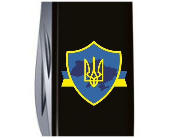 Нож Victorinox Spartan Ukraine 91 мм Чорний Тризуб на щиті зі стрічкою (1.3603.3_T1070u), изображение 3 Нож Victorinox Spartan Ukraine 91 мм Чорний Тризуб на щиті зі стрічкою (1.3603.3_T1070u), изображение 3