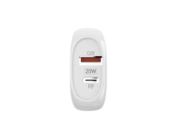 Зарядное устройство ColorWay Type-C PD + USB QC3.0 20W white (CW-CHS024QPD-WT), изображение 3 Зарядное устройство ColorWay Type-C PD + USB QC3.0 20W white (CW-CHS024QPD-WT), изображение 3