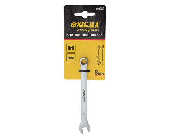 Ключ Sigma рожково-накидний 8мм CrV satine з підвісом (6021531), зображення 3 Ключ Sigma рожково-накидний 8мм CrV satine з підвісом (6021531), зображення 3