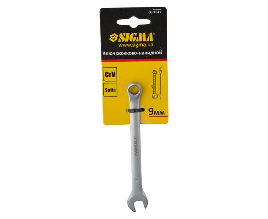 Ключ Sigma ріжково-накидний 9мм CrV satine з підвісом (6021541), зображення 3 Ключ Sigma ріжково-накидний 9мм CrV satine з підвісом (6021541), зображення 3