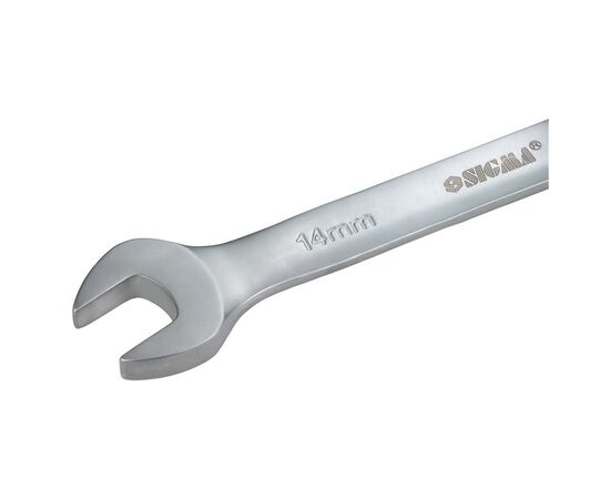 Ключ Sigma ріжково-накидний з тріскачкою 14мм CrV satine (6022141), зображення 4 Ключ Sigma ріжково-накидний з тріскачкою 14мм CrV satine (6022141), зображення 4