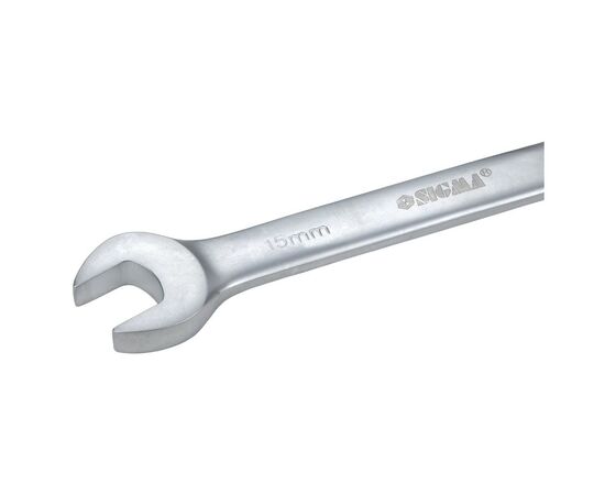Ключ Sigma ріжково-накидний з тріскачкою 15мм CrV satine (6022151), зображення 4 Ключ Sigma ріжково-накидний з тріскачкою 15мм CrV satine (6022151), зображення 4
