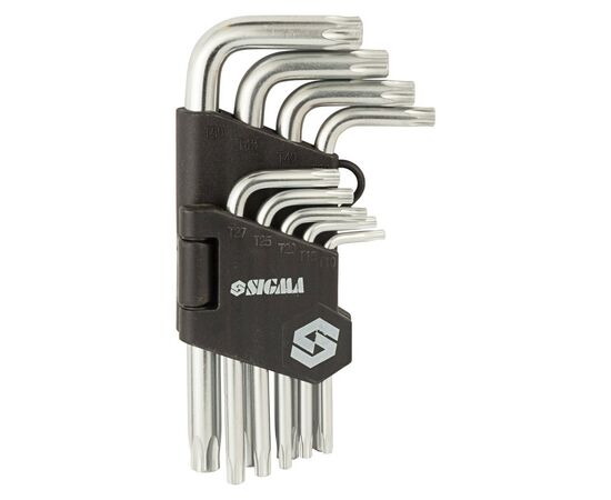 Ключ Sigma набір TORX 9шт T10-T50 CrV, короткі з отвором (4022211), зображення 2 Ключ Sigma набір TORX 9шт T10-T50 CrV, короткі з отвором (4022211), зображення 2
