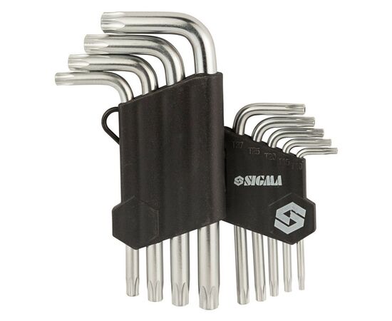 Ключ Sigma набір TORX 9шт T10-T50 CrV, короткі з отвором (4022211), зображення 4 Ключ Sigma набір TORX 9шт T10-T50 CrV, короткі з отвором (4022211), зображення 4