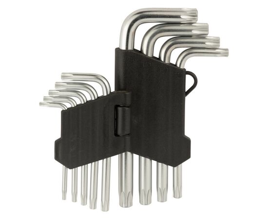 Ключ Sigma набір TORX 9шт T10-T50 CrV, короткі з отвором (4022211), зображення 5 Ключ Sigma набір TORX 9шт T10-T50 CrV, короткі з отвором (4022211), зображення 5