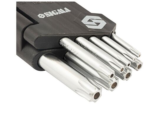 Ключ Sigma набір TORX 9шт T10-T50 CrV, короткі з отвором (4022211), зображення 6 Ключ Sigma набір TORX 9шт T10-T50 CrV, короткі з отвором (4022211), зображення 6