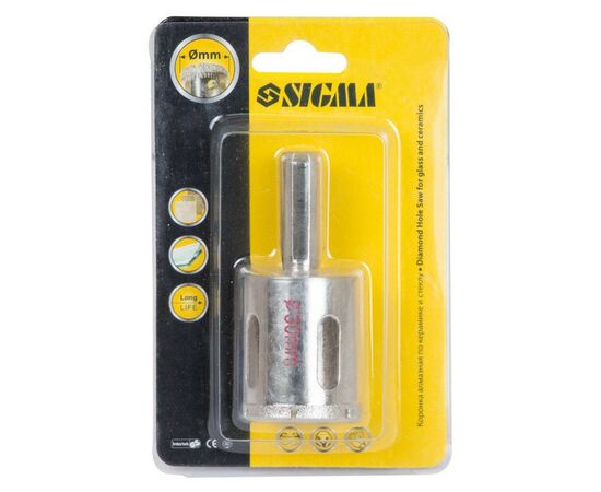 Коронка Sigma алмазна по кераміці та склу 30мм (1541301), зображення 2 Коронка Sigma алмазна по кераміці та склу 30мм (1541301), зображення 2