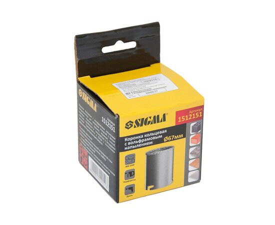Коронка Sigma кільцева з вольфрамовим напиленням 67мм (1512151), зображення 2 Коронка Sigma кільцева з вольфрамовим напиленням 67мм (1512151), зображення 2