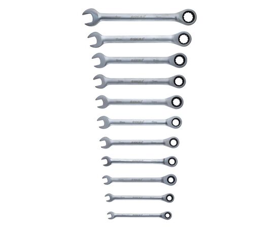Ключ Sigma набір ріжково-накидних тріскачкові 11шт, 8-17, 19мм CrV (6010531), зображення 2 Ключ Sigma набір ріжково-накидних тріскачкові 11шт, 8-17, 19мм CrV (6010531), зображення 2