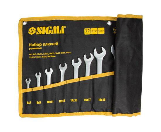 Ключ Sigma набір ріжкових 12шт 6-32мм CrV satine, тк чохол (6010341), зображення 3 Ключ Sigma набір ріжкових 12шт 6-32мм CrV satine, тк чохол (6010341), зображення 3