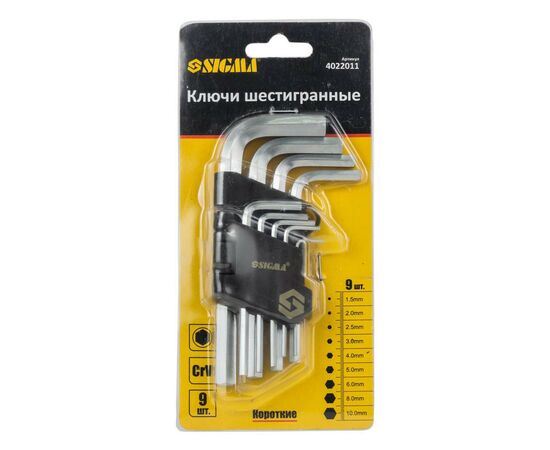 Ключ Sigma набір шестигранних 9шт 1.5-10мм CrV, короткі (4022011), зображення 3 Ключ Sigma набір шестигранних 9шт 1.5-10мм CrV, короткі (4022011), зображення 3