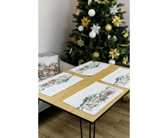Серветка на стіл Прованс гобеленова з велюром Зимове місто 30х50 см (4823093450479), зображення 4 Серветка на стіл Прованс гобеленова з велюром Зимове місто 30х50 см (4823093450479), зображення 4