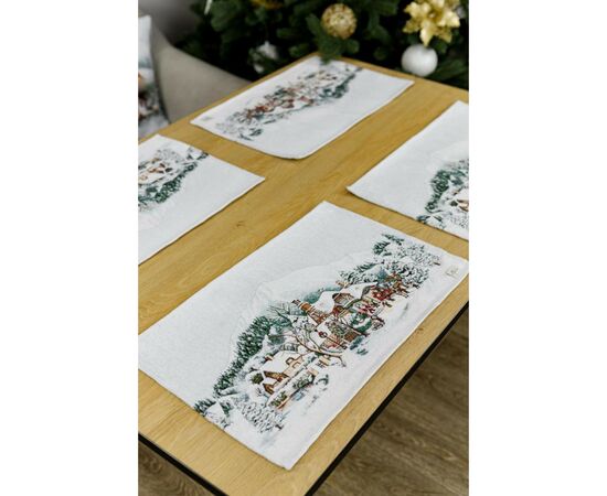 Серветка на стіл Прованс гобеленова з велюром Зимове місто 30х50 см (4823093450479), зображення 5 Серветка на стіл Прованс гобеленова з велюром Зимове місто 30х50 см (4823093450479), зображення 5