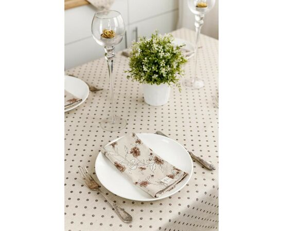 Скатерть Прованс Горох коричневый Хозяйка 120х136 см (4823093451032), изображение 2 Скатерть Прованс Горох коричневый Хозяйка 120х136 см (4823093451032), изображение 2