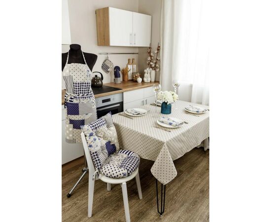 Скатерть Прованс Горох синий Хозяйка 180х136 см (4823093451056), изображение 2 Скатерть Прованс Горох синий Хозяйка 180х136 см (4823093451056), изображение 2