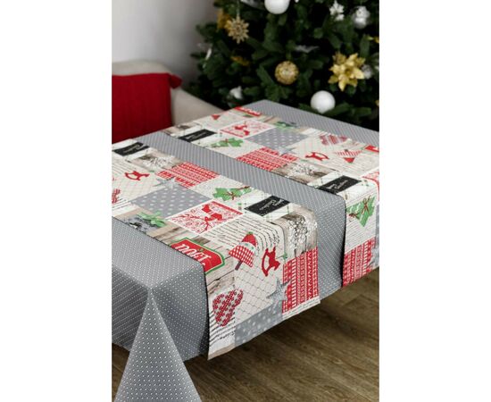 Скатерть Прованс Merry Christmas серая 120x132 см (4823093451551), изображение 3