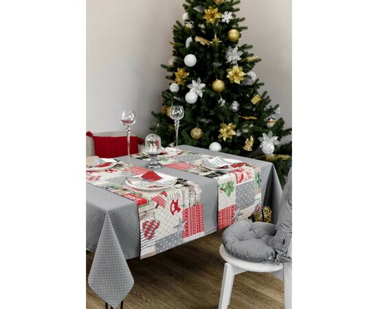 Скатертина Прованс Merry Christmas сіра 180x132 см (4823093451568)