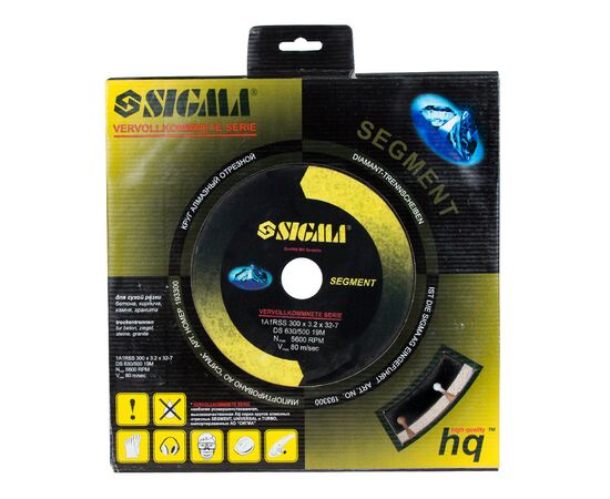 Круг отрезной Sigma алмазный HQ сегментный 300x3.2мм, 5600об/мин (193300z), изображение 2