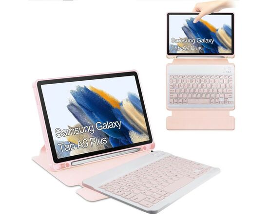 Чехол для планшета BeCover Keyboard 360° Rotatable Samsung Tab A9 Plus SM-X210/SM-X215/SM-X216 11.0" Pink (710333), изображение 5 Чехол для планшета BeCover Keyboard 360° Rotatable Samsung Tab A9 Plus SM-X210/SM-X215/SM-X216 11.0" Pink (710333), изображение 5