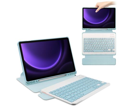 Чехол для планшета BeCover Keyboard 360° Rotatable Samsung Tab S9 (SM-X710/SM-X716)/S9 FE (SM-X510/SM-X516B) 11.0" Light Bl (710429), изображение 4 Чехол для планшета BeCover Keyboard 360° Rotatable Samsung Tab S9 (SM-X710/SM-X716)/S9 FE (SM-X510/SM-X516B) 11.0" Light Bl (710429), изображение 4