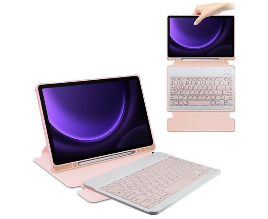 Чехол для планшета BeCover Keyboard 360° Rotatable Samsung Tab S9 (SM-X710/SM-X716)/S9 FE (SM-X510/SM-X516B) 11.0" Pink (710430), изображение 4 Чехол для планшета BeCover Keyboard 360° Rotatable Samsung Tab S9 (SM-X710/SM-X716)/S9 FE (SM-X510/SM-X516B) 11.0" Pink (710430), изображение 4