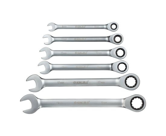 Ключ Sigma ріжково-накидний тріскачковий 6шт (8,10,12,13,17,19мм) CrV satine (6010511), зображення 2 Ключ Sigma ріжково-накидний тріскачковий 6шт (8,10,12,13,17,19мм) CrV satine (6010511), зображення 2
