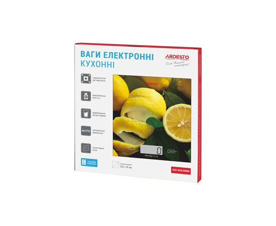Ваги кухонні Ardesto SCK-893LEMON, зображення 10 Ваги кухонні Ardesto SCK-893LEMON, зображення 10