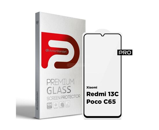 Скло захисне Armorstandart Pro Xiaomi Redmi 13C / Poco C65 Black (ARM73151)