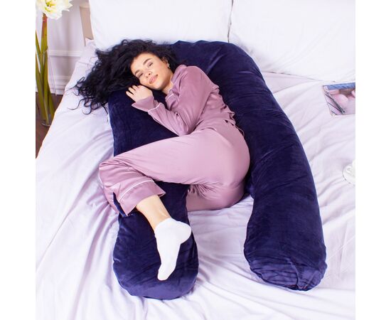 Подушка MirSon для беременных и отдыха Velvet Line №8020 U-образная Navy blue (2200006178521), изображение 2 Подушка MirSon для беременных и отдыха Velvet Line №8020 U-образная Navy blue (2200006178521), изображение 2