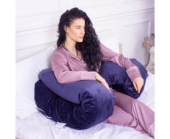 Подушка MirSon для беременных и отдыха Velvet Line №8020 U-образная Navy blue (2200006178521), изображение 4 Подушка MirSon для беременных и отдыха Velvet Line №8020 U-образная Navy blue (2200006178521), изображение 4