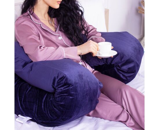 Подушка MirSon для беременных и отдыха Velvet Line №8020 U-образная Navy blue (2200006178521), изображение 5 Подушка MirSon для беременных и отдыха Velvet Line №8020 U-образная Navy blue (2200006178521), изображение 5