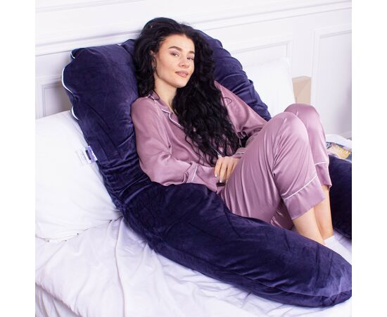 Подушка MirSon для беременных и отдыха Velvet Line №8020 U-образная Navy blue (2200006178521), изображение 6 Подушка MirSon для беременных и отдыха Velvet Line №8020 U-образная Navy blue (2200006178521), изображение 6