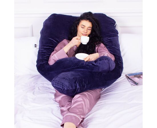 Подушка MirSon для беременных и отдыха Velvet Line №8020 U-образная Navy blue (2200006178521), изображение 7 Подушка MirSon для беременных и отдыха Velvet Line №8020 U-образная Navy blue (2200006178521), изображение 7