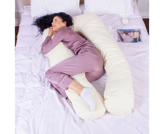 Подушка MirSon для беременных и отдыха Satin Stripe №8025 U-образная Soft Yellow (2200006178637), изображение 2 Подушка MirSon для беременных и отдыха Satin Stripe №8025 U-образная Soft Yellow (2200006178637), изображение 2