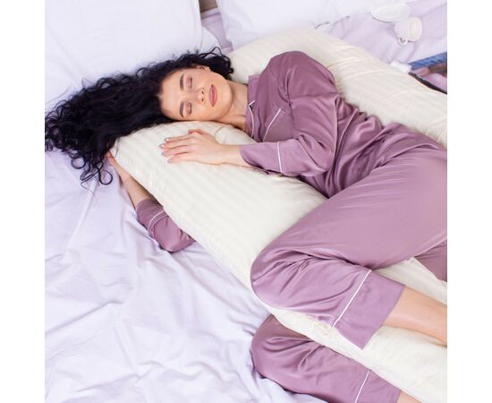 Подушка MirSon для беременных и отдыха Satin Stripe №8025 U-образная Soft Yellow (2200006178637), изображение 4 Подушка MirSon для беременных и отдыха Satin Stripe №8025 U-образная Soft Yellow (2200006178637), изображение 4