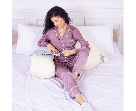 Подушка MirSon для беременных и отдыха Satin Stripe №8025 U-образная Soft Yellow (2200006178637), изображение 6 Подушка MirSon для беременных и отдыха Satin Stripe №8025 U-образная Soft Yellow (2200006178637), изображение 6