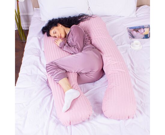Подушка MirSon для беременных и отдыха Satin Stripe №8026 U-образная Pink (2200006178644), изображение 2 Подушка MirSon для беременных и отдыха Satin Stripe №8026 U-образная Pink (2200006178644), изображение 2