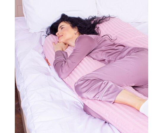 Подушка MirSon для беременных и отдыха Satin Stripe №8026 U-образная Pink (2200006178644), изображение 3 Подушка MirSon для беременных и отдыха Satin Stripe №8026 U-образная Pink (2200006178644), изображение 3