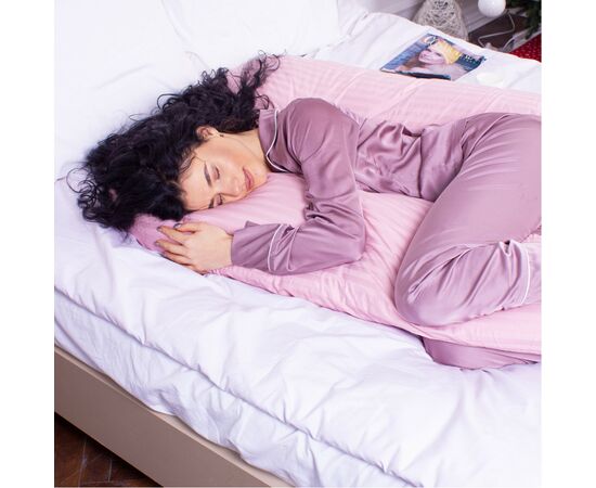 Подушка MirSon для беременных и отдыха Satin Stripe №8026 U-образная Pink (2200006178644), изображение 4 Подушка MirSon для беременных и отдыха Satin Stripe №8026 U-образная Pink (2200006178644), изображение 4