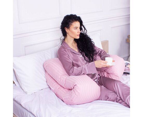 Подушка MirSon для беременных и отдыха Satin Stripe №8026 U-образная Pink (2200006178644), изображение 5 Подушка MirSon для беременных и отдыха Satin Stripe №8026 U-образная Pink (2200006178644), изображение 5
