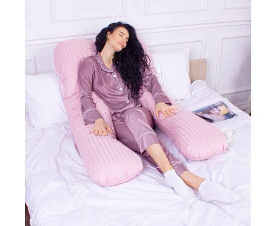 Подушка MirSon для беременных и отдыха Satin Stripe №8026 U-образная Pink (2200006178644), изображение 6 Подушка MirSon для беременных и отдыха Satin Stripe №8026 U-образная Pink (2200006178644), изображение 6