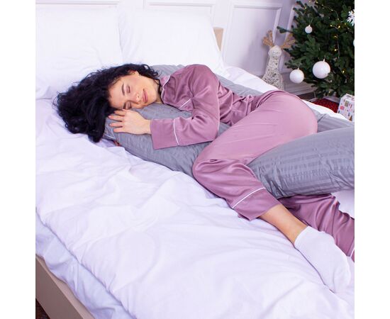 Подушка MirSon для беременных и отдыха Satin Stripe №8027 U-образная Light Gray (2200006178651), изображение 4